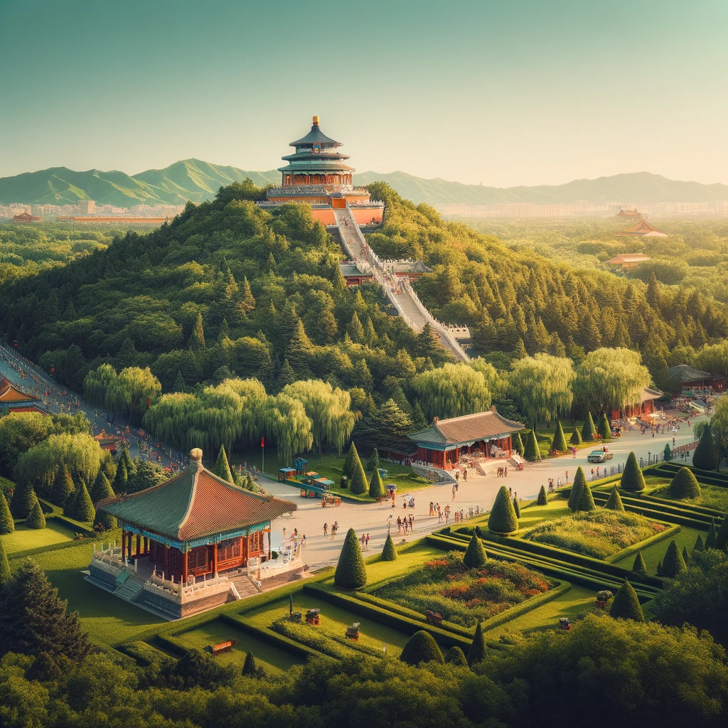 Ilustrasi Jingshan Park di Beijing, China