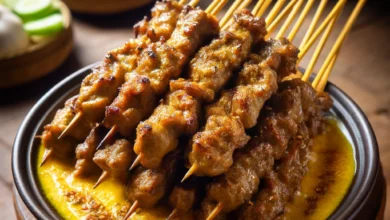 Sate Klathak dari Yogyakarta yang disajikan dengan kuah gurih